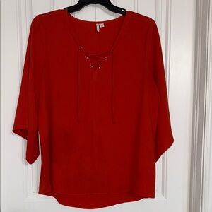 Cato Red Lace-Up Blouse